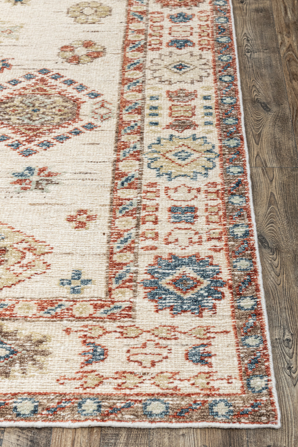 Patola - Hand Made Hand Knotted Pure Wool Distressed Beige Rust Carpet