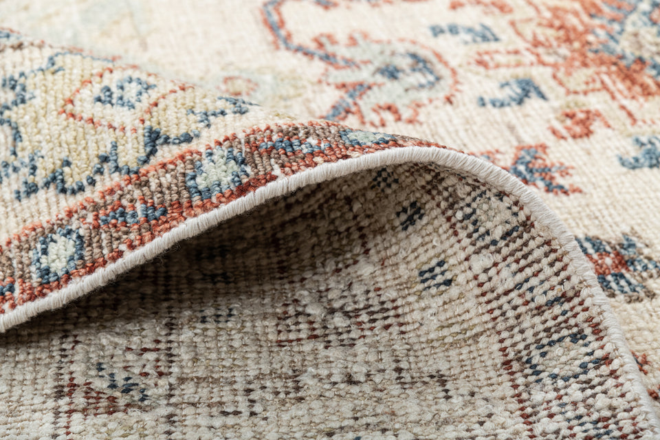Patola - Hand Made Hand Knotted Pure Wool Distressed Beige Rust Carpet