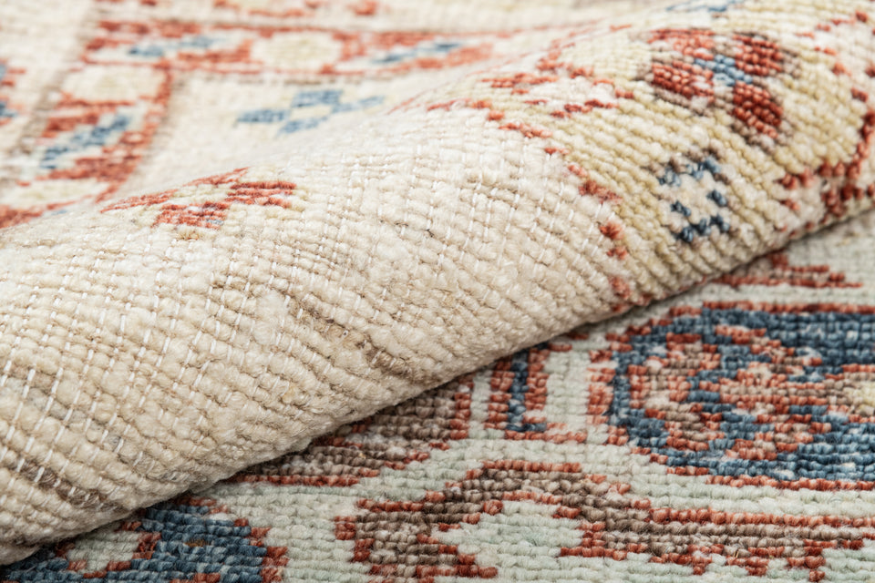 Patola - Hand Made Hand Knotted Pure Wool Distressed Beige Rust Carpet