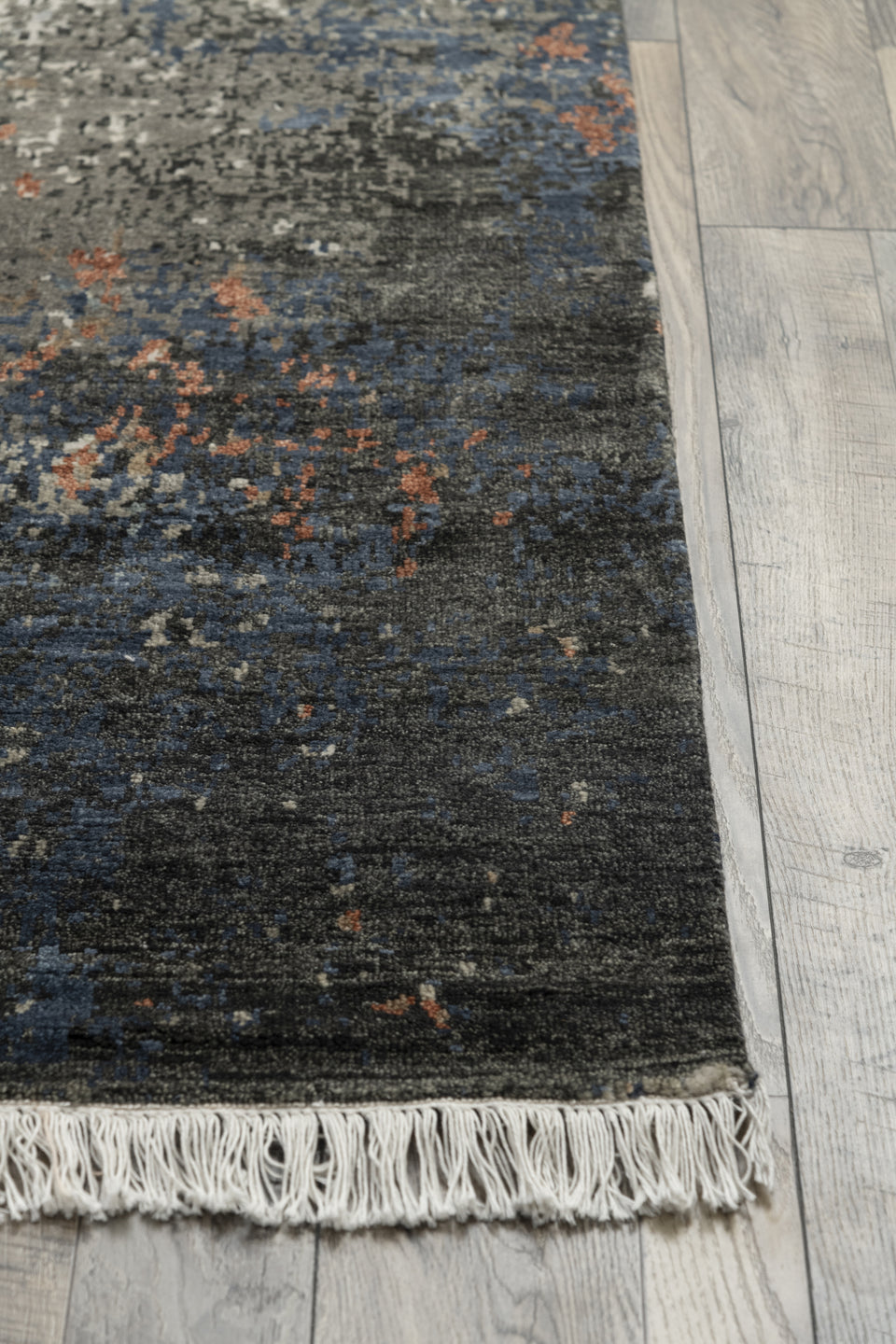 Luxury - Hand Made Hand Knotted Wool Viscose Pristine Charcoal Grey Carpet G1201