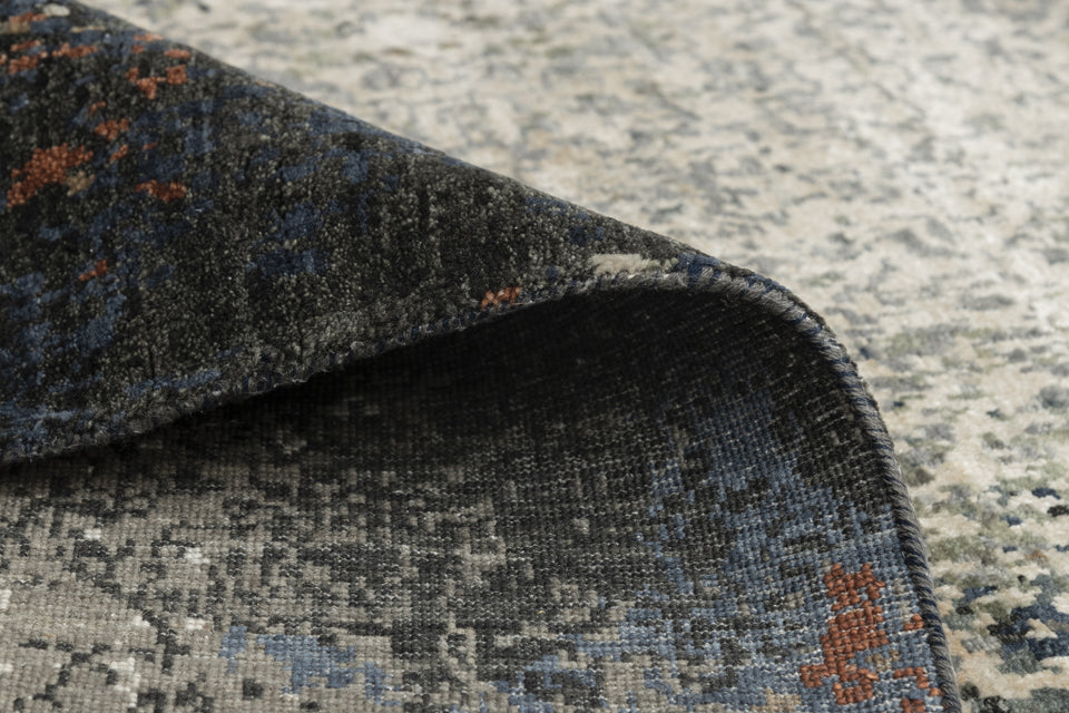 Luxury - Hand Made Hand Knotted Wool Viscose Pristine Charcoal Grey Carpet G1201