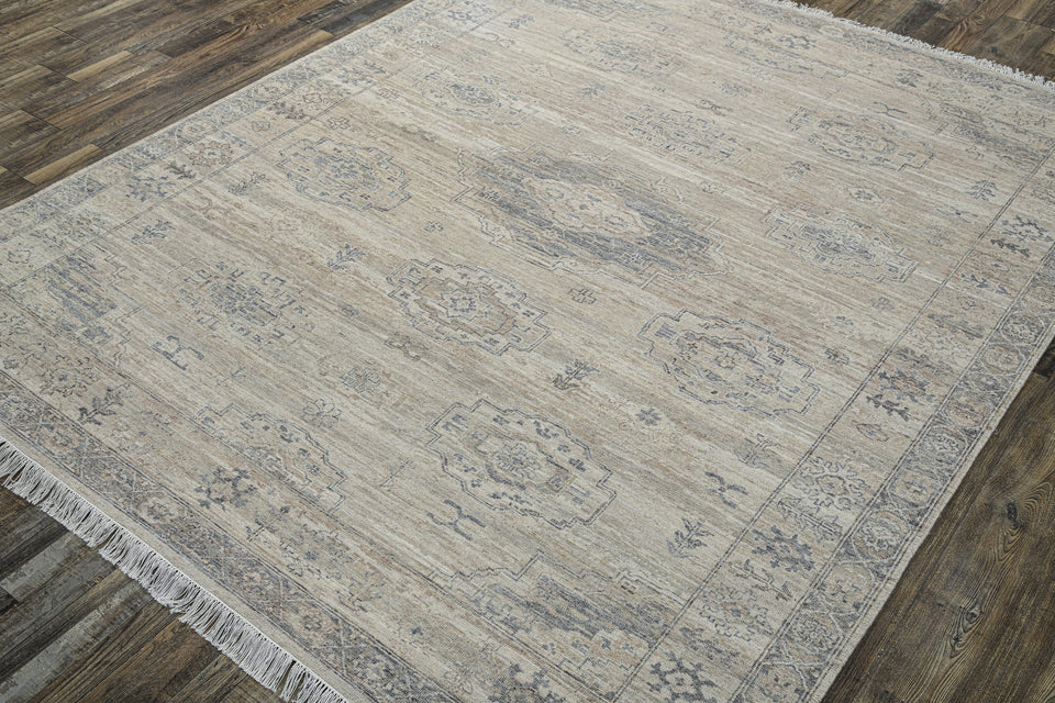 Luxury - Hand Made Hand Knotted Pure Wool Vibrance Brown Grey Carpet Heriz3