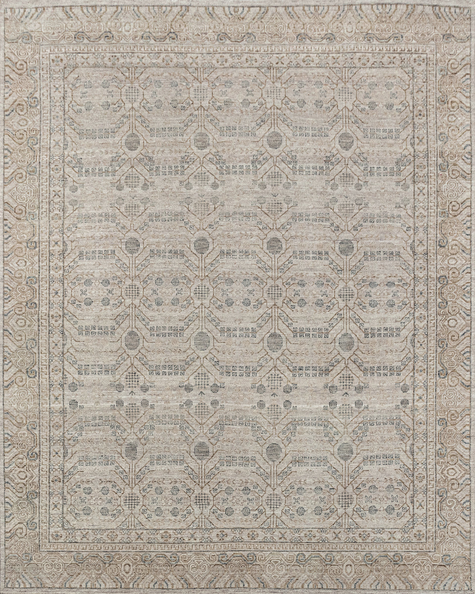 Luxury - Hand Made Hand Knotted Pure Wool Vibrance Brown Grey Carpet Khotan3.