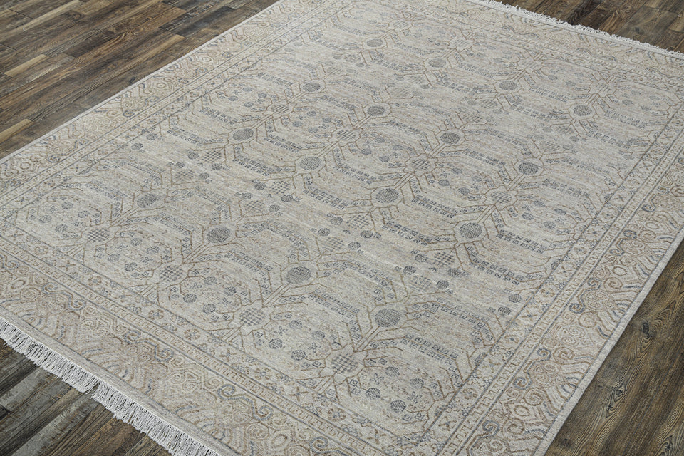 Luxury - Hand Made Hand Knotted Pure Wool Vibrance Brown Grey Carpet Khotan3.