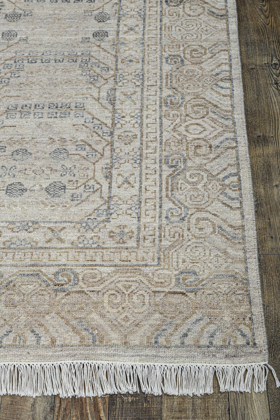 Luxury - Hand Made Hand Knotted Pure Wool Vibrance Brown Grey Carpet Khotan3.