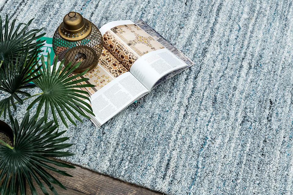 Mexico Blue Silver Table Tufted Carpet with Latex Backing