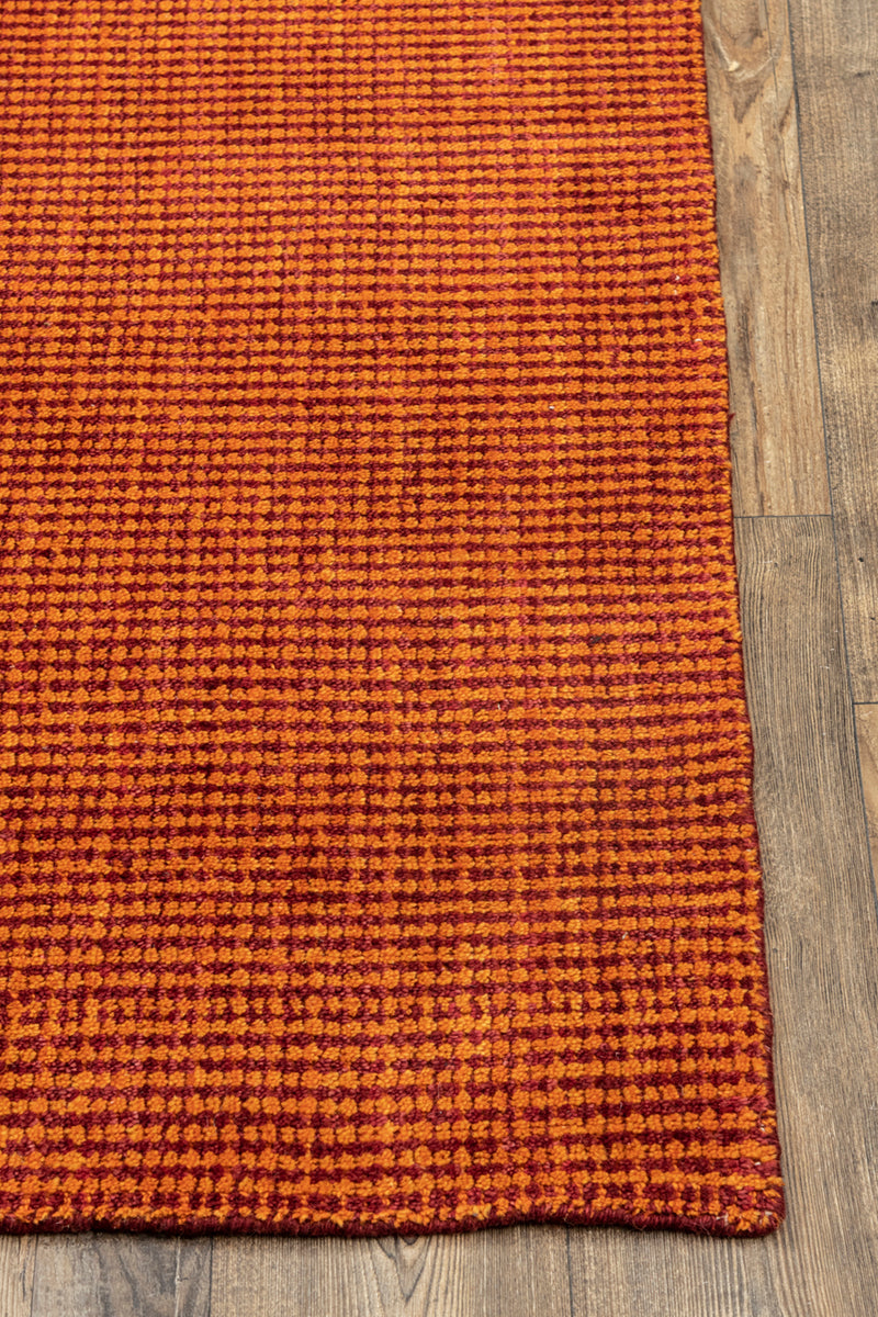 Floret Orange Wool Handloom Carpet