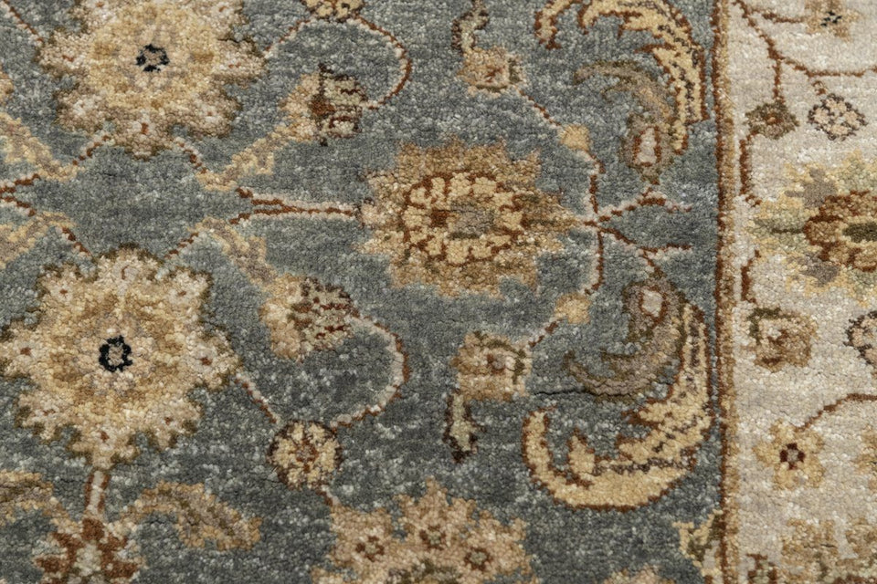 Luxury - Vanadey Sea Blue Ivory New Zealand Wool Hand Knotted Premium Carpet
