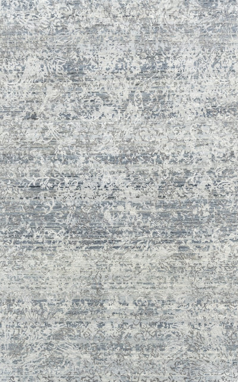 Luxury - Kairos Grey Blue Pure Silk & Wool Hand Knotted Premium Carpet