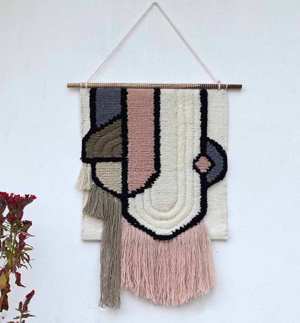 Glam blended wool wall hanging for kitchen